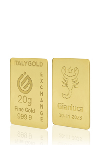 Lingotto Oro 24Kt da 20 gr. segno zodiacale Scorpione  - Idea Regalo Segni Zodiacali - IGE Gold